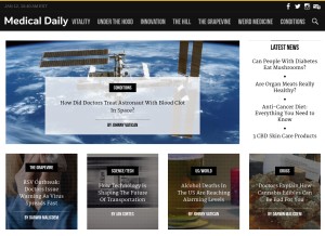 How medicaldaily.com looks like on a tablet such as an iPad.