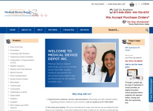 How medicaldevicedepot.com looks like on a tablet such as an iPad.