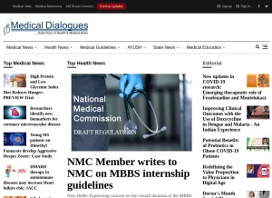 How medicaldialogues.in looks like on a tablet such as an iPad.