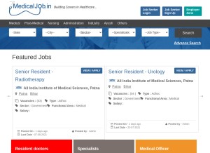 How medicaljob.in looks like on a tablet such as an iPad.