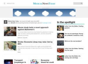 How medicalnewstoday.com looks like on a tablet such as an iPad.