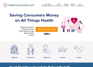 How medicalrecords.com looks like on a tablet such as an iPad.