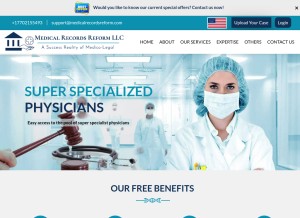 How medicalrecordsreform.com looks like on a tablet such as an iPad.