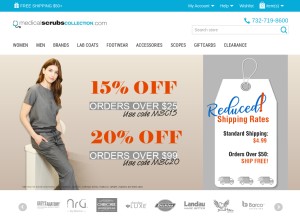 How medicalscrubscollection.com looks like on a tablet such as an iPad.