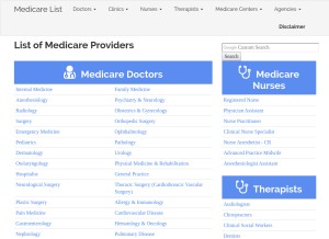 How medicarelist.com looks like on a tablet such as an iPad.