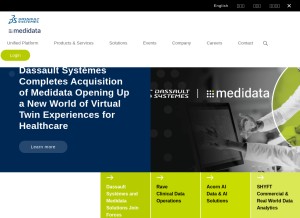 How medidata.com looks like on a tablet such as an iPad.