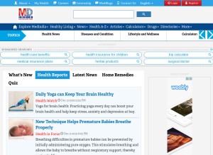 How medindia.net looks like on a tablet such as an iPad.