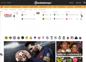 How mediotiempo.com looks like on a tablet such as an iPad.