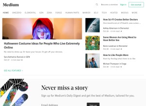 How medium.com looks like on a tablet such as an iPad.