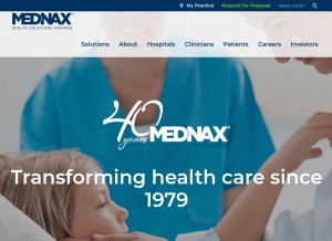 How mednax.com looks like on a tablet such as an iPad.