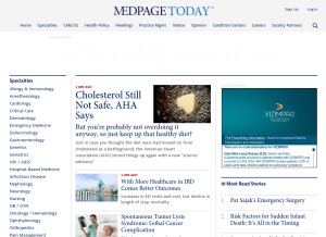 How medpagetoday.com looks like on a tablet such as an iPad.