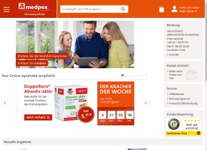 How medpex.de looks like on a tablet such as an iPad.
