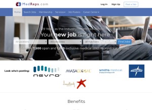 How medreps.com looks like on a tablet such as an iPad.
