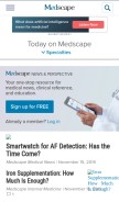 How medscape.com looks like on a mobile device such as an iPhone.