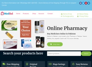 How medsol.pk looks like on a tablet such as an iPad.