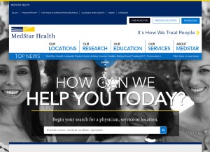 How medstarhealth.org looks like on a tablet such as an iPad.