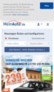 How meinauto.de looks like on a mobile device such as an iPhone.