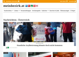 How meinbezirk.at looks like on a tablet such as an iPad.