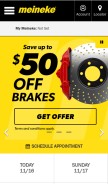 How meineke.com looks like on a mobile device such as an iPhone.