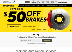 How meineke.com looks like on a tablet such as an iPad.