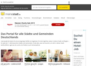 How meinestadt.de looks like on a tablet such as an iPad.