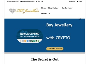 How mejewellers.com.au looks like on a tablet such as an iPad.