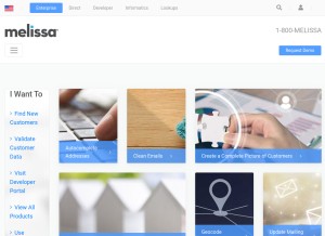 How melissa.com looks like on a tablet such as an iPad.