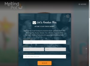 How meltingpot.com looks like on a tablet such as an iPad.