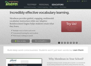 How membean.com looks like on a tablet such as an iPad.