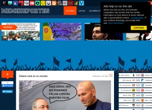 How memedeportes.com looks like on a tablet such as an iPad.