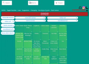 How memesoundboard.com looks like on a tablet such as an iPad.