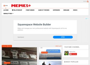 How memesplus.net looks like on a tablet such as an iPad.