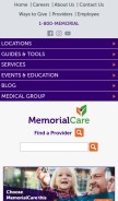 How memorialcare.org looks like on a mobile device such as an iPhone.