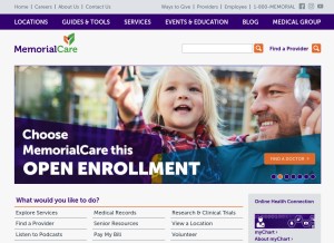 How memorialcare.org looks like on a tablet such as an iPad.