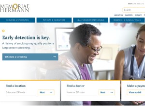How memorialhermann.org looks like on a tablet such as an iPad.