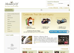 How memory-of.com looks like on a tablet such as an iPad.