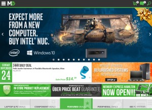 How memoryexpress.com looks like on a tablet such as an iPad.