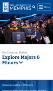How memphis.edu looks like on a mobile device such as an iPhone.