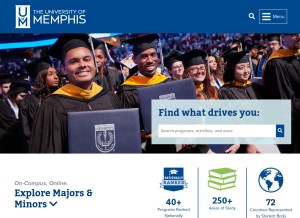 How memphis.edu looks like on a tablet such as an iPad.