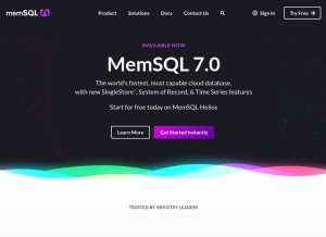 How memsql.com looks like on a tablet such as an iPad.