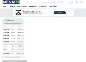 How menafn.com looks like on a tablet such as an iPad.