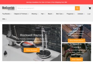 How menessentials.ca looks like on a tablet such as an iPad.