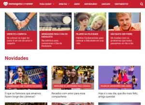 How mensagenscomamor.com looks like on a tablet such as an iPad.