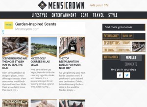 How menscrown.com looks like on a tablet such as an iPad.