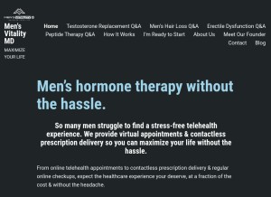 How mensvitalitymd.com looks like on a tablet such as an iPad.