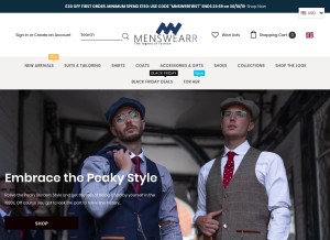 How menswearr.com looks like on a tablet such as an iPad.