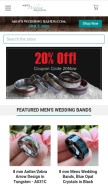 How mensweddingbands.com looks like on a mobile device such as an iPhone.