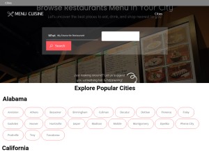 How menucuisine.com looks like on a tablet such as an iPad.
