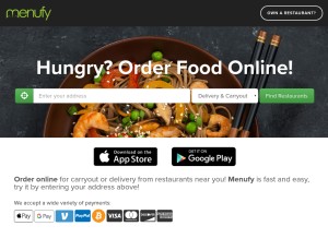 How menufy.com looks like on a tablet such as an iPad.