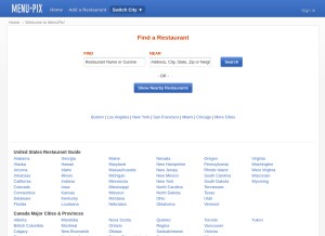 How menupix.com looks like on a tablet such as an iPad.